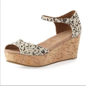 TOMS Leopard Print Platform Wedge Sandals